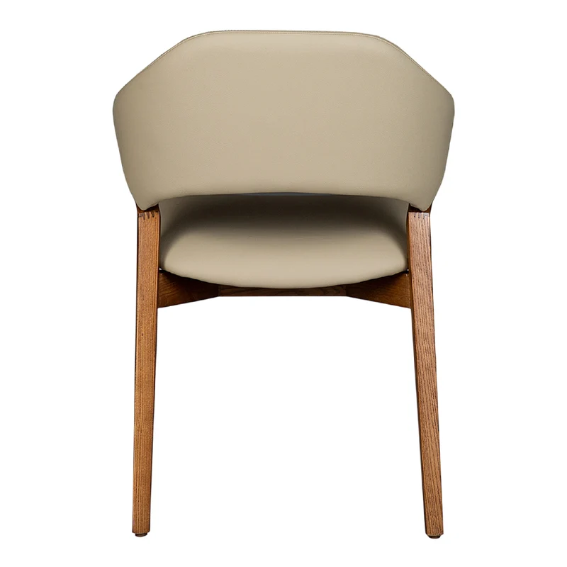 Chaise de salle à manger en cuir et en bois de frêne teint noyer - Mila