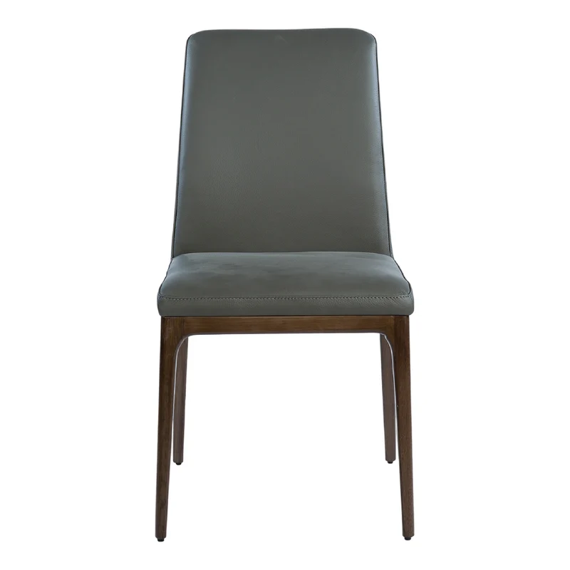 Chaise de salle à manger rembourrée en cuir et bois de chêne teint espresso - Lucia
