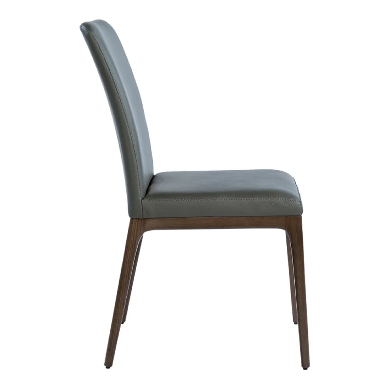 Chaise de salle à manger rembourrée en cuir et bois de chêne teint espresso - Lucia