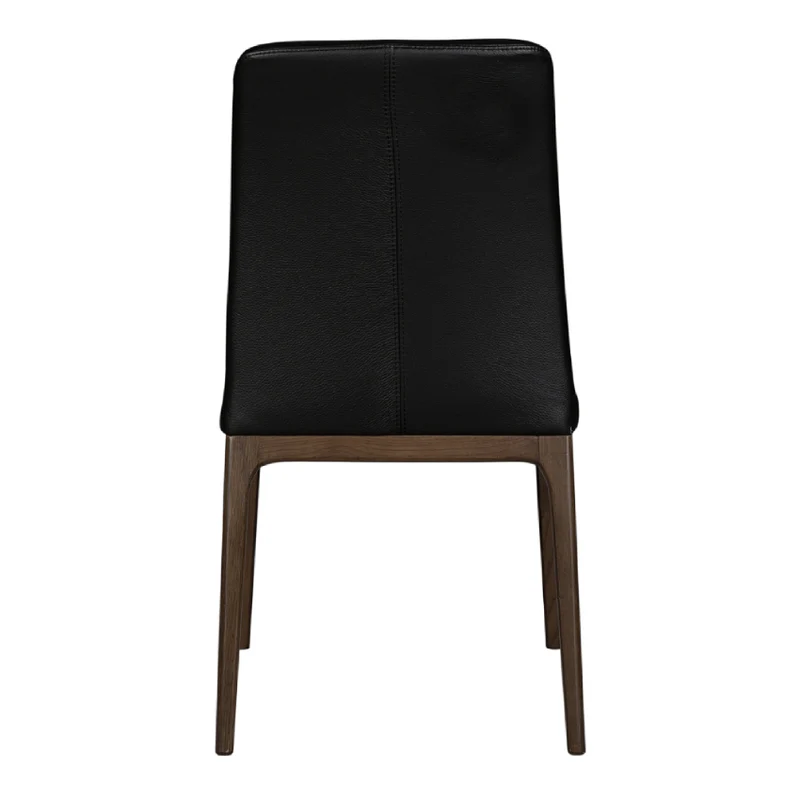 Chaise de salle à manger rembourrée en cuir et bois de chêne teint espresso - Lucia