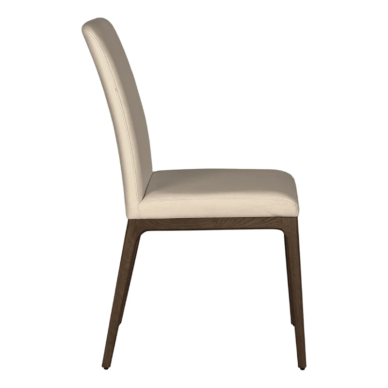 Chaise de salle à manger rembourrée en cuir et bois de chêne teint espresso - Lucia