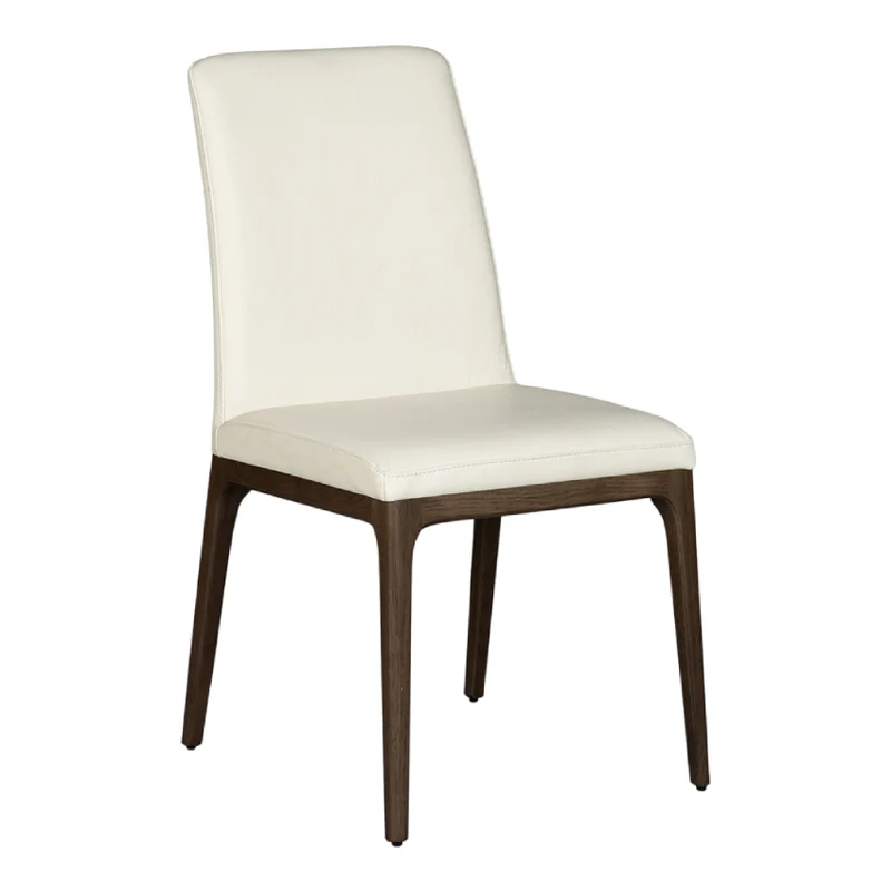 Chaise de salle à manger rembourrée en cuir et bois de chêne teint espresso - Lucia