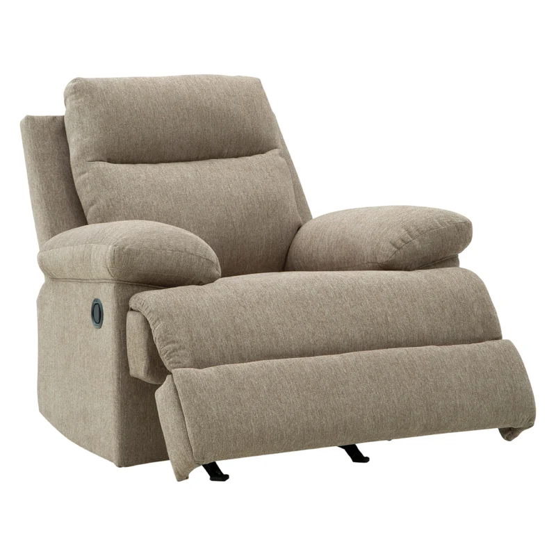 Fauteuil berçant et inclinable en tissu chenille taupe - Side-Swipe