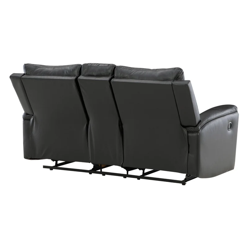 Causeuse inclinable aspect cuir noir avec console - Glossmore