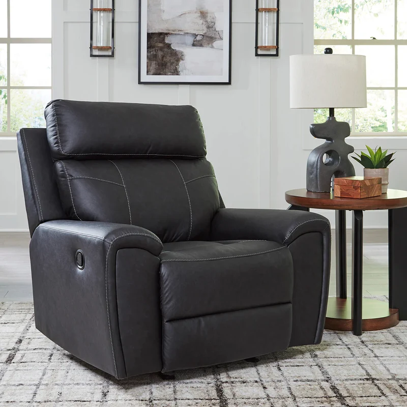 Fauteuil inclinable aspect cuir noir - Montacute