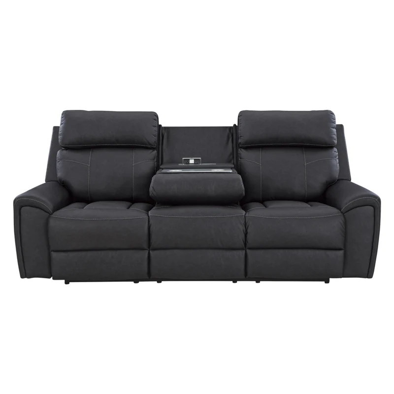 Sofa inclinable aspect cuir noir avec table centrale rabattable - Montacute