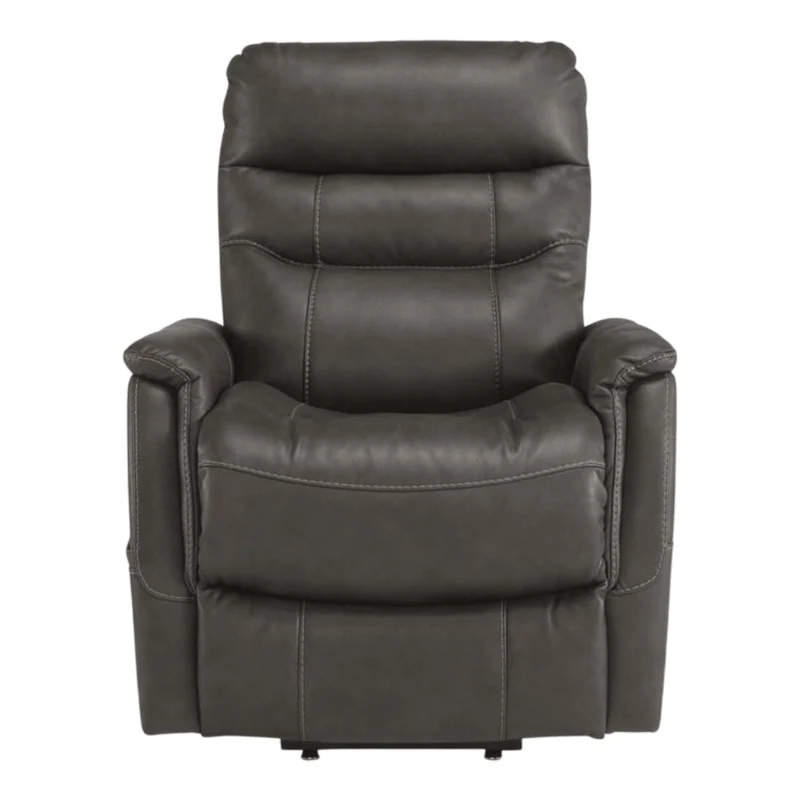 Fauteuil lève-personne inclinable motorisé, chauffant et massant aspect cuir gris foncé - Strawbill