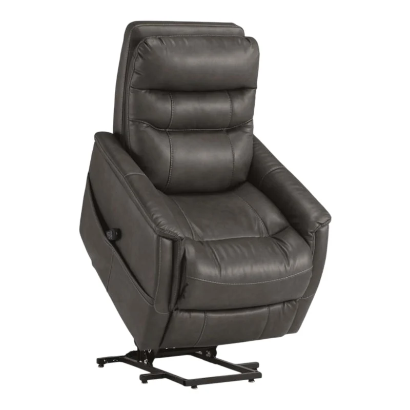 Fauteuil lève-personne inclinable motorisé, chauffant et massant aspect cuir gris foncé - Strawbill