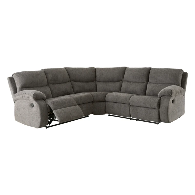Sectionnel inclinable 2 pièces en tissu gris étain - Museum