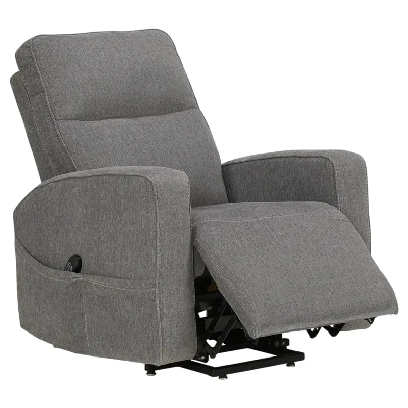 Fauteuil lève-personne inclinable motorisé en tissu gris avec siège chauffant et massant - Starganza