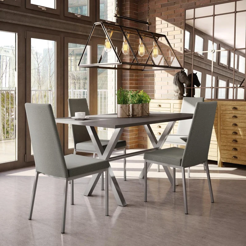 Chaise de salle à manger rembourrée en tissu brun - Linea