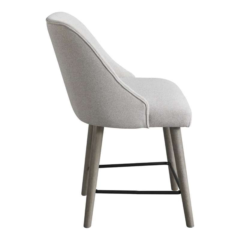 Ensemble de 2 tabourets de bar rembourrés en tissu texturé gris pâle - Ronstyne