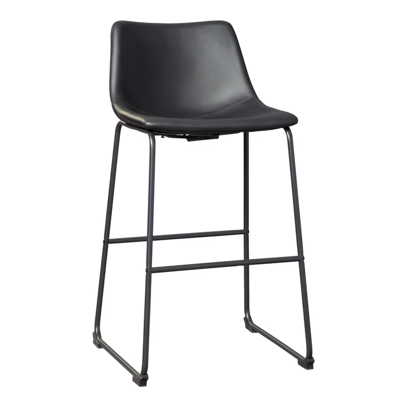 Ensemble de 2 tabourets de comptoir aspect cuir noir - Centiar