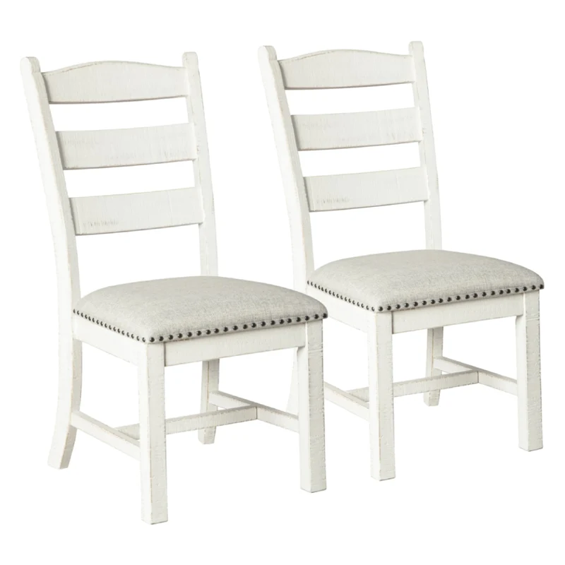 Ensemble de 2 chaises de salle à manger en bois avec assise rembourrée en tissu gris pâle - Valebeck