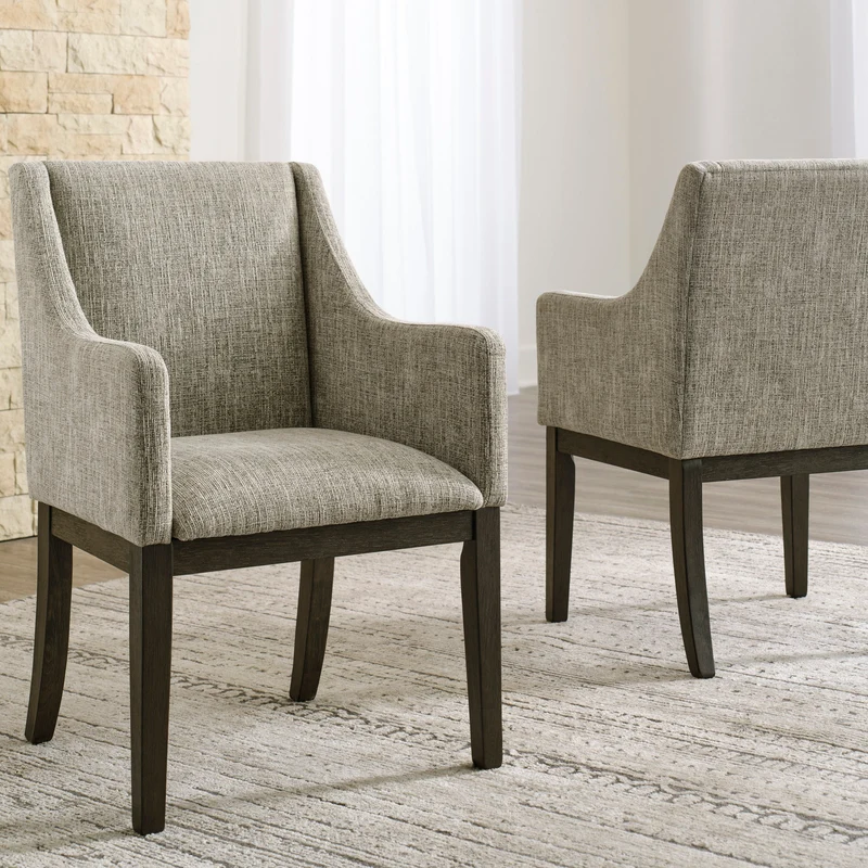 Ensemble de 2 chaises de salle à manger rembourrées en tissu beige - Burkhaus