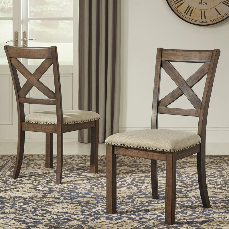 Ensemble de 2 chaises de salle à manger en bois avec assise rembourrée - Moriville