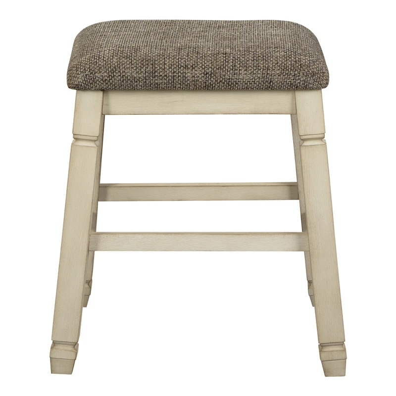 Ensemble de 2 tabourets de comptoir en bois avec assise rembourrée en tissu brun - Bolanburg
