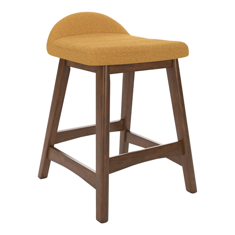 Ensemble de 2 tabourets de bar en bois avec assise rembourrée en tissu - Lyncott