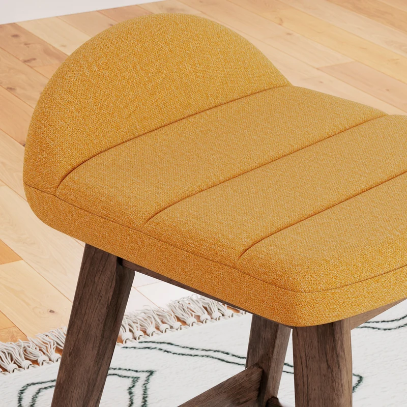 Ensemble de 2 tabourets de bar en bois avec assise rembourrée en tissu - Lyncott