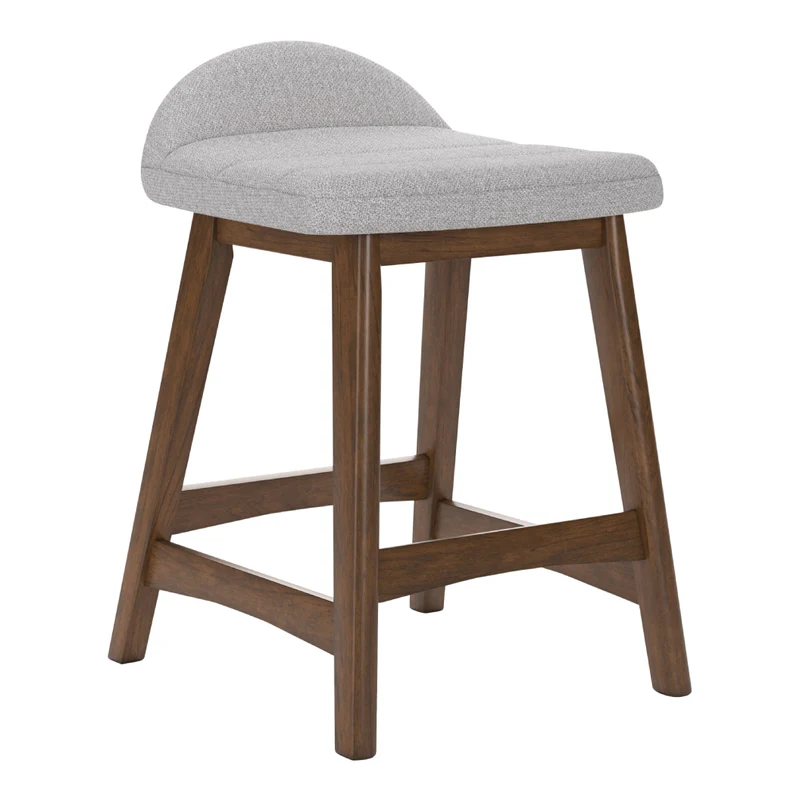 Ensemble de 2 tabourets de bar en bois avec assise rembourrée en tissu - Lyncott
