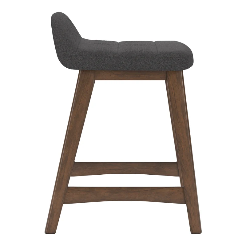 Ensemble de 2 tabourets de bar en bois avec assise rembourrée en tissu - Lyncott