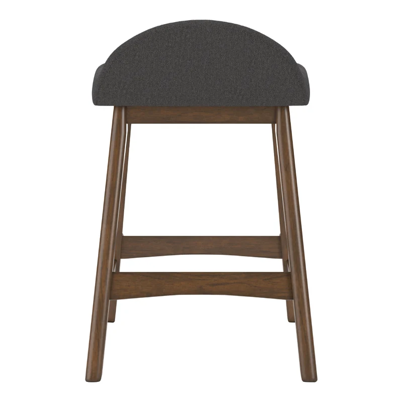 Ensemble de 2 tabourets de bar en bois avec assise rembourrée en tissu - Lyncott
