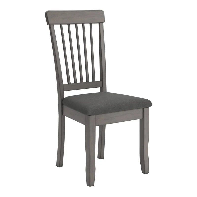 Ensemble de 2 chaises de salle à manger en bois avec assise rembourrée en tissu gris - Shullden