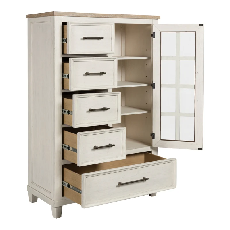 Commode à 5 tiroirs et 1 porte en bois/placage bicolore - Shaybrock