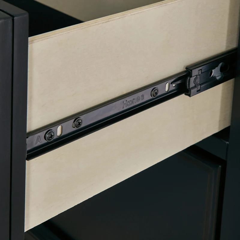 Bureau à 7 tiroirs en bois/placage noir - Lanolee