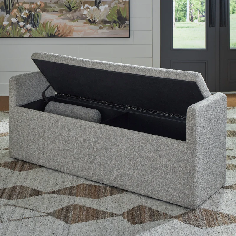 Banc de salle à manger en tissu beige avec rangement - Galliden