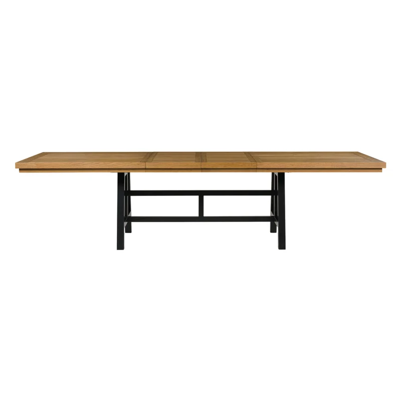 Table de salle à manger extensible en bois/placage de chêne rustique - Galliden