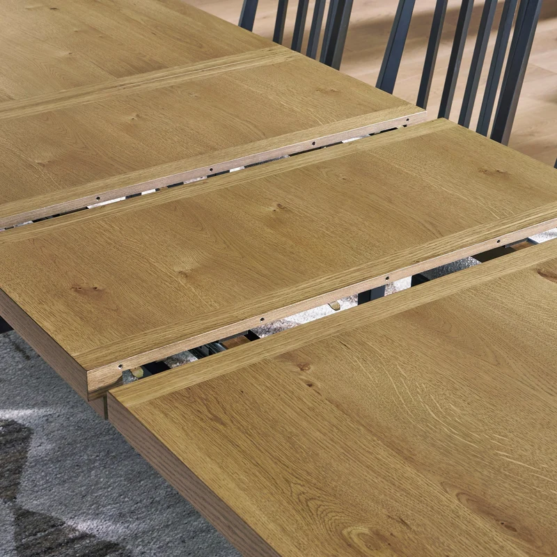 Table de salle à manger extensible en bois/placage de chêne rustique - Galliden