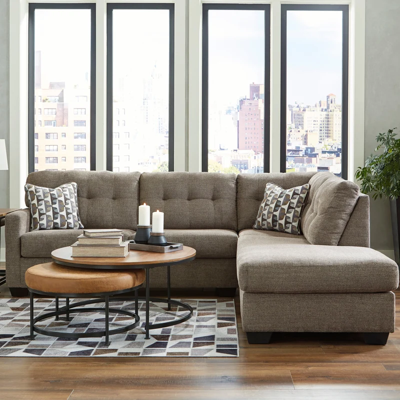 Sectionnel 2 pièces surdimensionné en tissu avec chaise longue - Mahoney