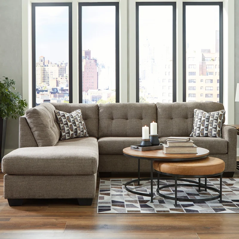 Sectionnel 2 pièces surdimensionné en tissu avec chaise longue - Mahoney