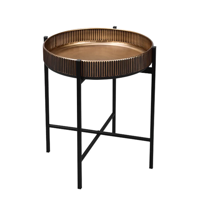 Table d'appoint ronde en métal doré et noir - Jane