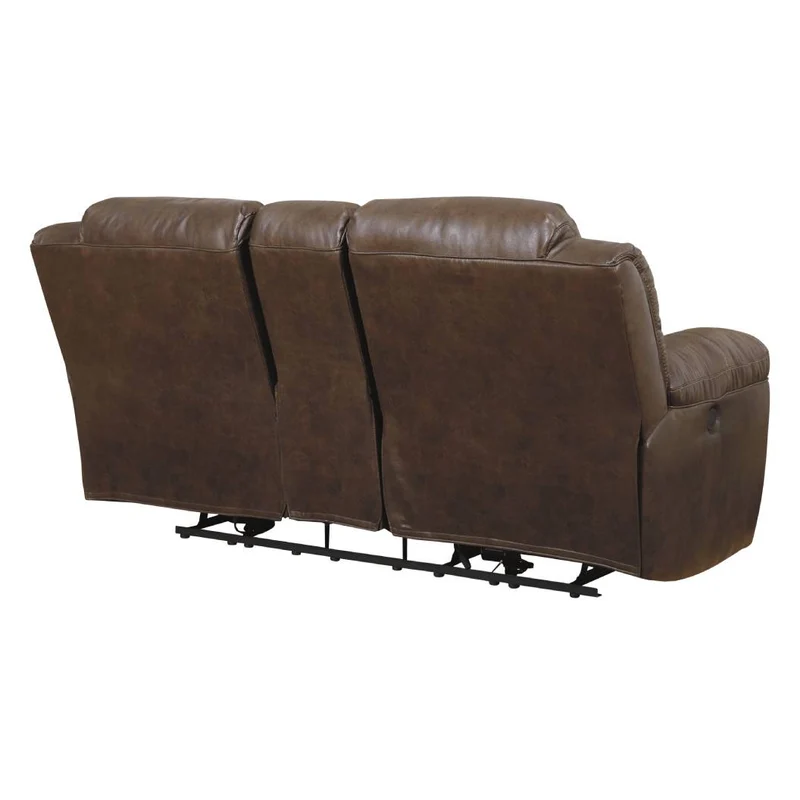 Causeuse inclinable motorisée aspect cuir avec console - Stoneland