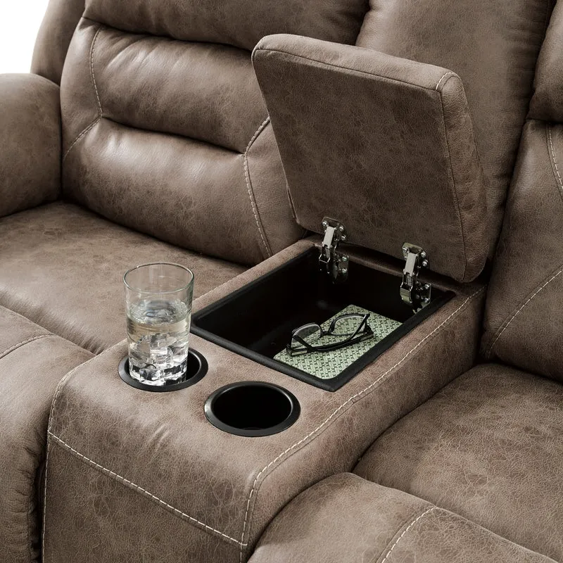 Causeuse inclinable aspect cuir avec console - Stoneland