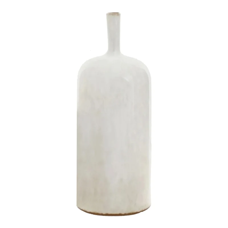 Vase en céramique blanche avec extrémités en terre cuite