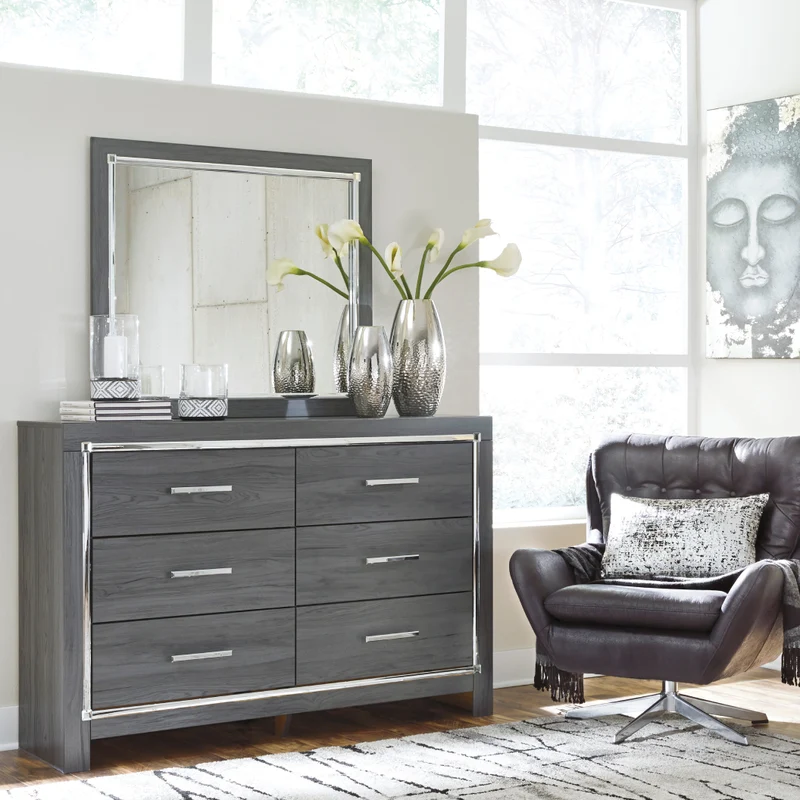 Miroir de bureau en bois/MDF gris - Lodanna