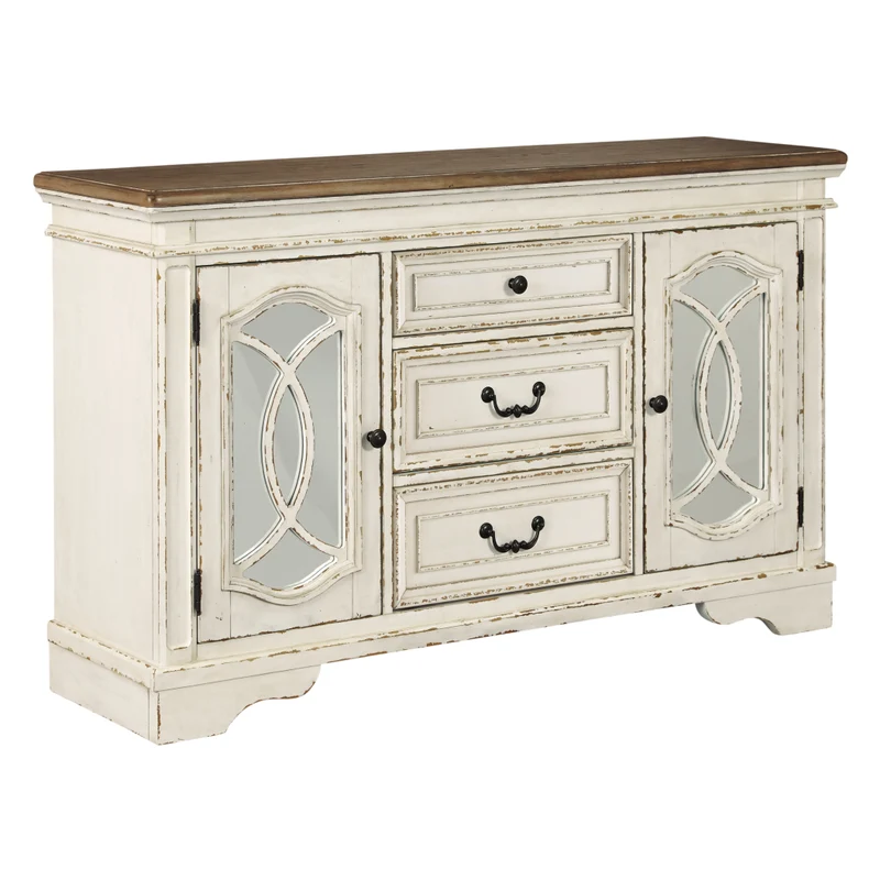 Buffet en bois/placage bicolore avec 2 portes et 3 tiroirs - Realyn
