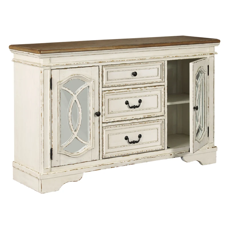 Buffet en bois/placage bicolore avec 2 portes et 3 tiroirs - Realyn