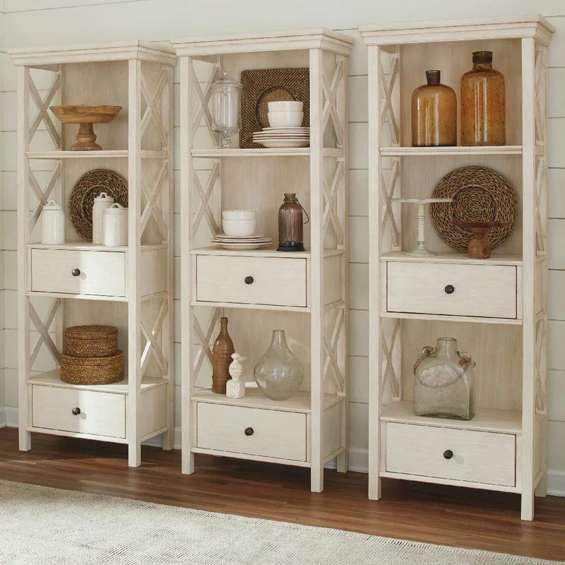 Bibliothèque en bois/placage blanc antique avec 2 tiroirs - Bolanburg