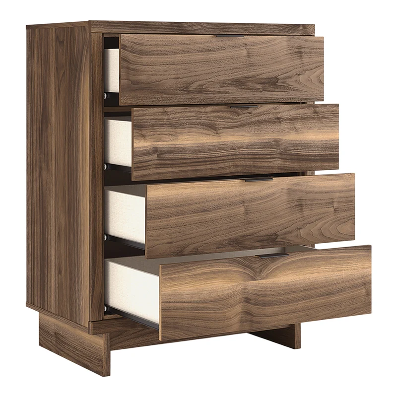 Commode à 4 tiroirs en bois/MDF brun noyer - Chirason