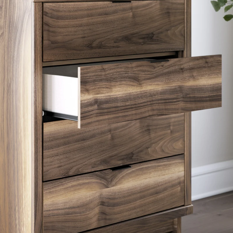 Commode à 4 tiroirs en bois/MDF brun noyer - Chirason