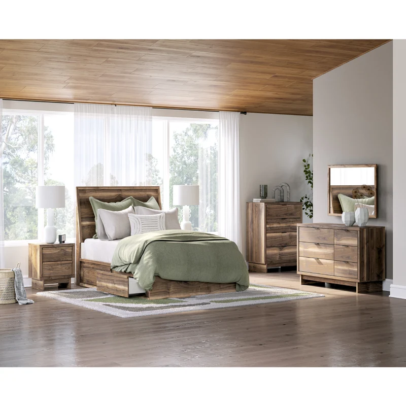 Commode à 4 tiroirs en bois/MDF brun noyer - Chirason