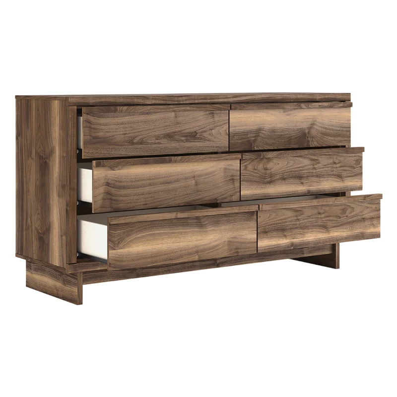 Bureau à 6 tiroirs en bois/MDF brun noyer - Chirason