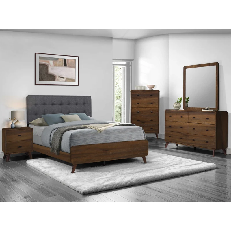 Bureau à 6 tiroirs en bois/MDF brun noyer - I 5231