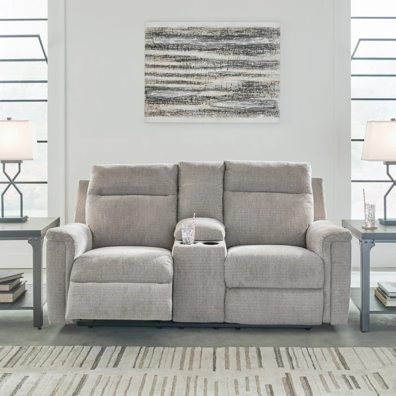 Causeuse inclinable motorisée en tissu avec console - Barnsana