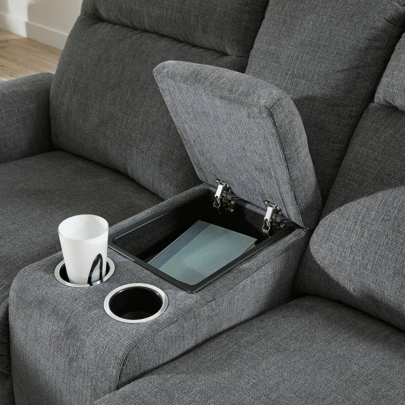 Causeuse inclinable motorisée en tissu avec console - Barnsana