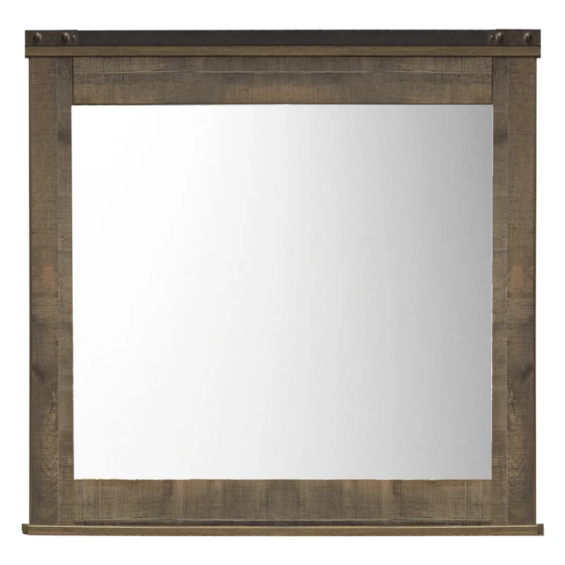 Miroir de bureau en bois/placage brun - Trinell